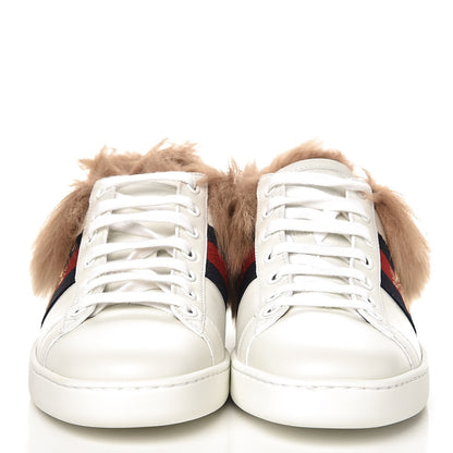 Gucci Calfskin Wool Web Bee Embroidered Womens Ace Sneakers 36 White 3 of 4