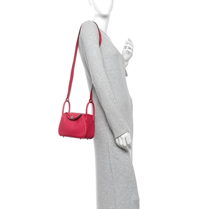 Hermes Swift Verso Mini Lindy 20 Framboise Rouge Sellier 2 of 11
