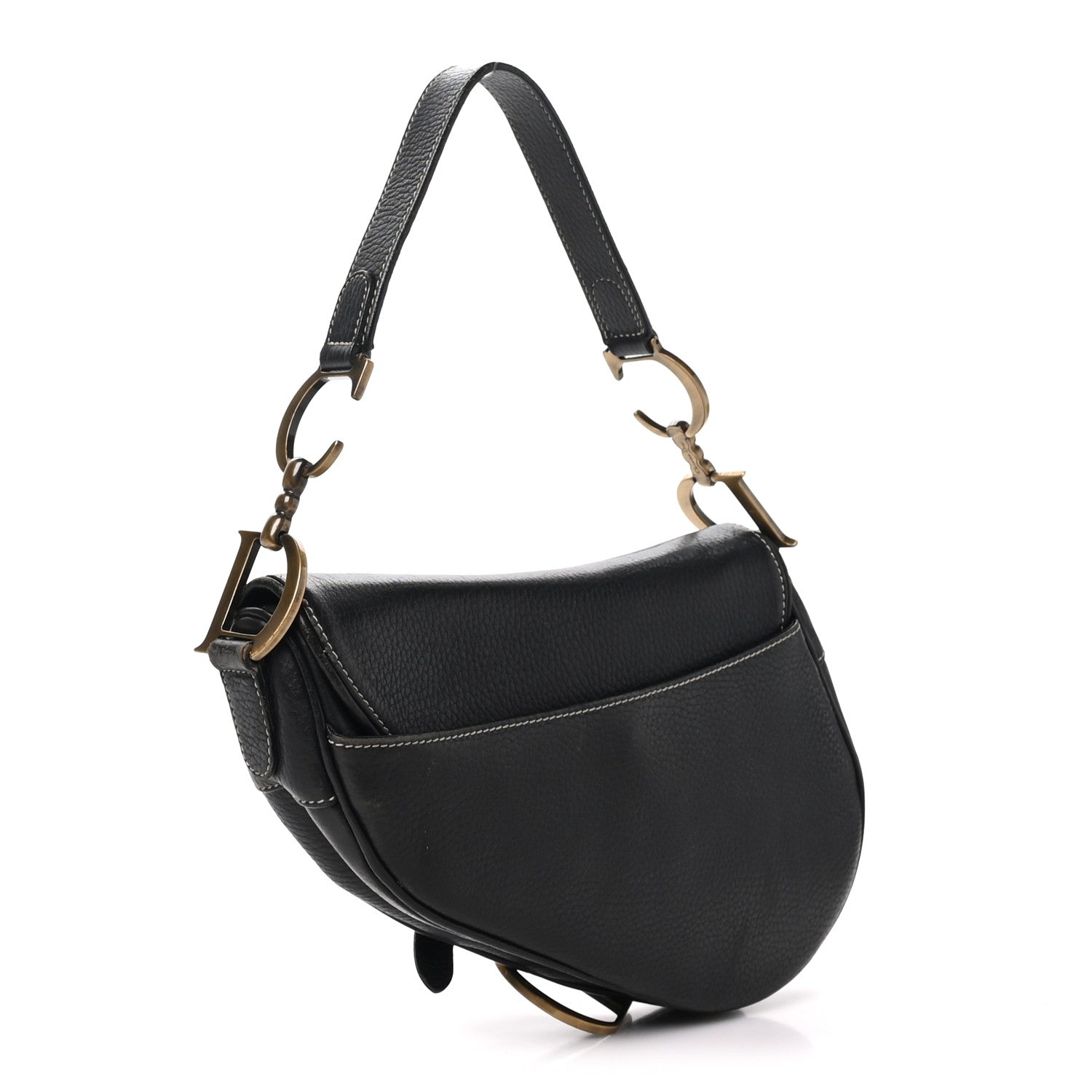 Christian Dior Grained Calfskin Saddle Bag Black 3 of 10