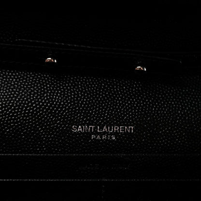 Saint Laurent Grain De Poudre Matelasse Chevron Monogram Chain Wallet Black Black 6 of 12