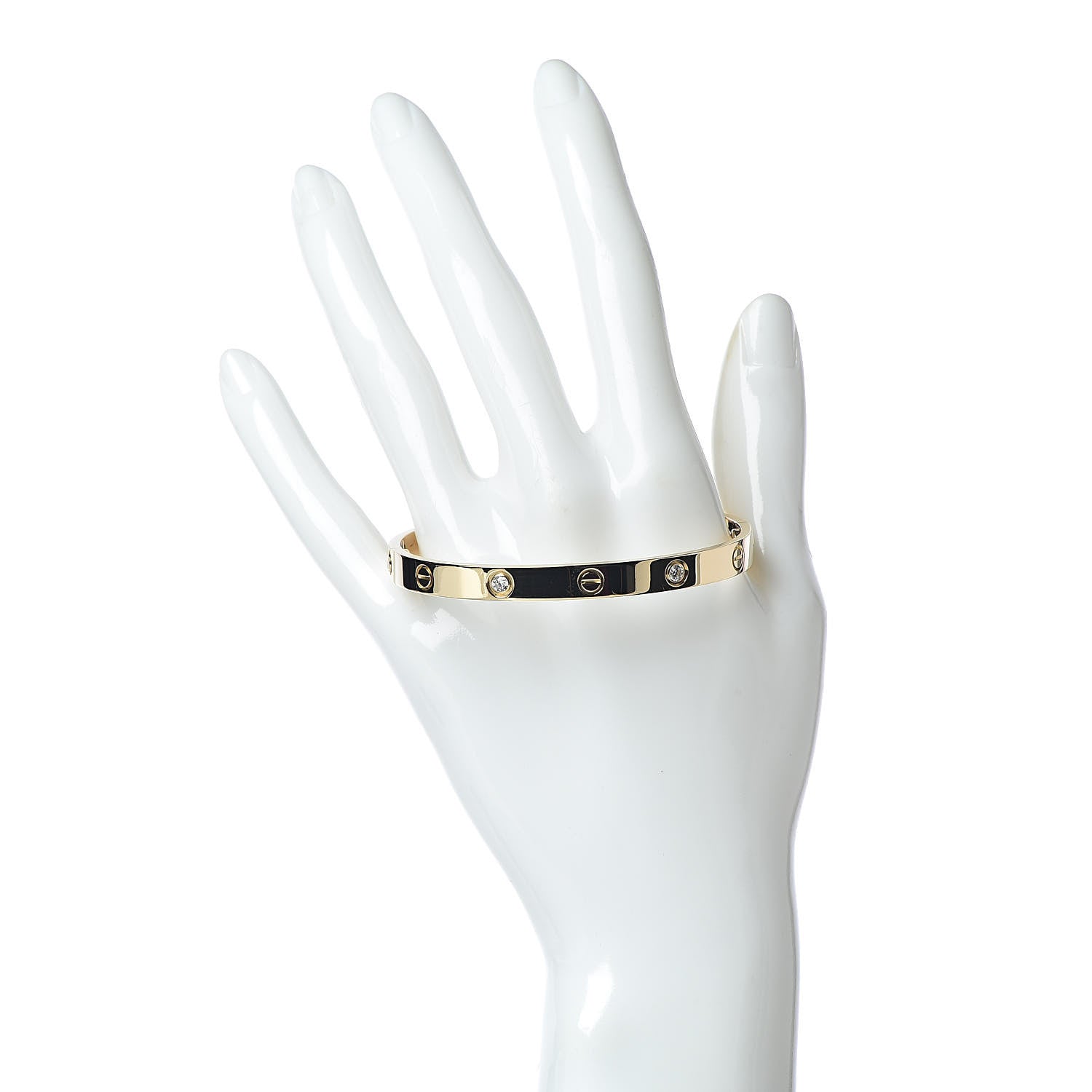 Cartier 18K Yellow Gold 4 Diamond LOVE Bracelet 18 2 of 8