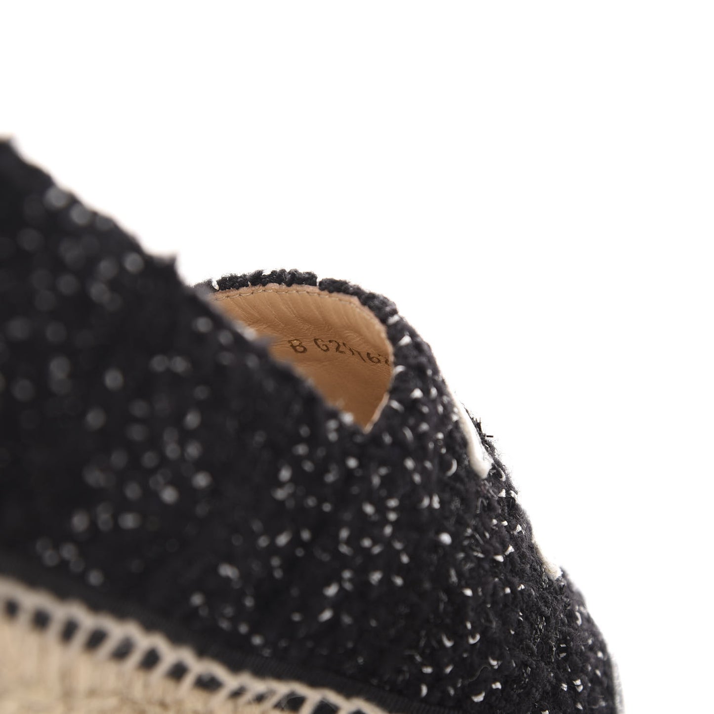 Metallic Lambskin Tweed CC Espadrilles 36 Black Silver