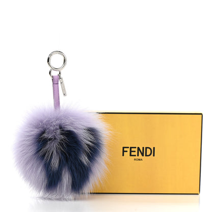 Fendi Fox Fur Shiny Nappa Bi-Color R ABCharm Bag Charm Lilla Blue Violetta 4 of 4