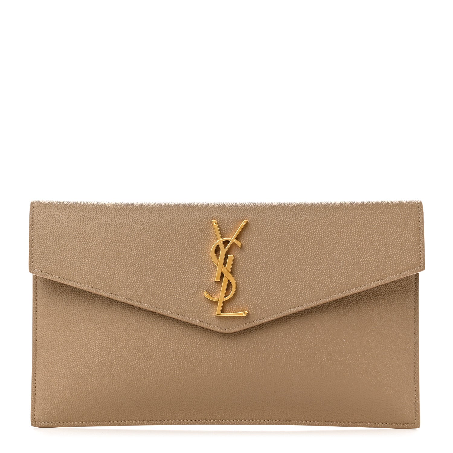 Saint Laurent Grain De Poudre Uptown Pouch Dark Beige 1 of 7