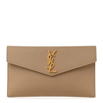 Saint Laurent Grain De Poudre Uptown Pouch Dark Beige 1 of 7