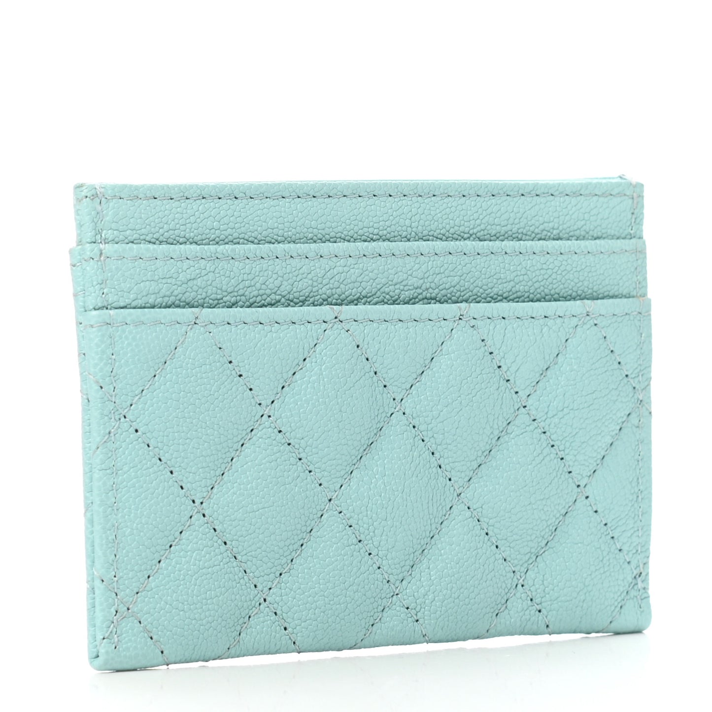 Caviar Quilted Boy Card Holder Light Blue