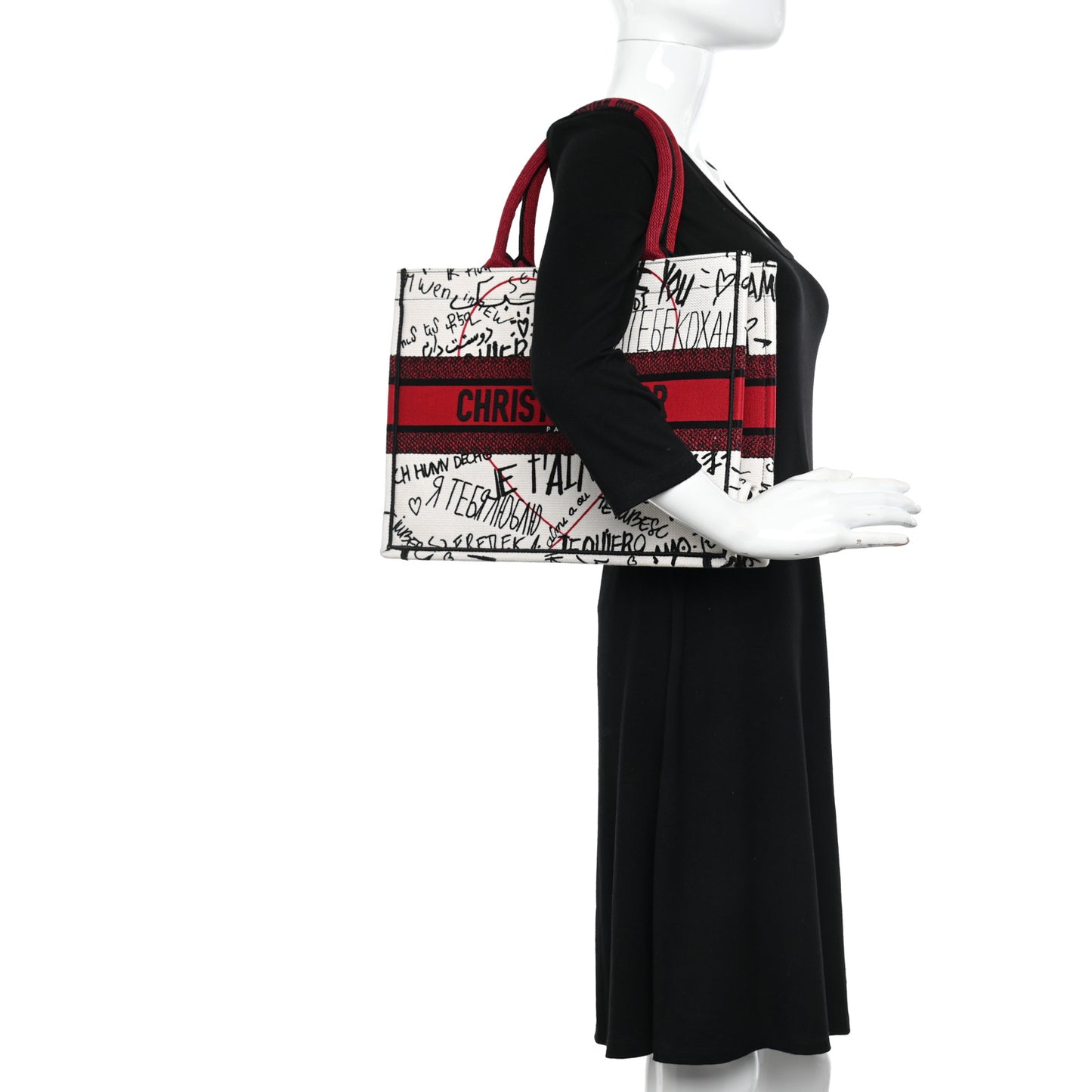 Canvas Embroidered Medium Dioramour Graffiti Book Tote Latte Multicolor