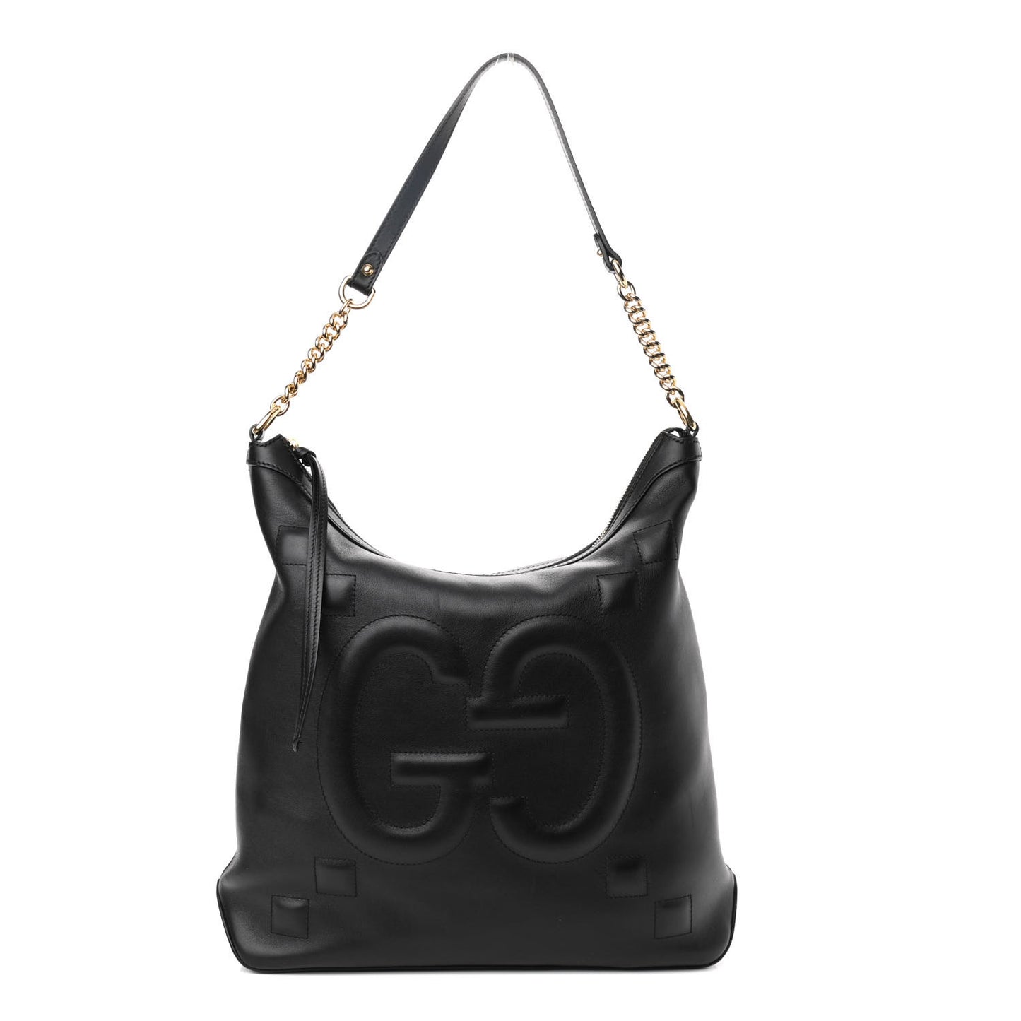 Apollo Calfskin GG Dadini Embroidered Chain Hobo Black