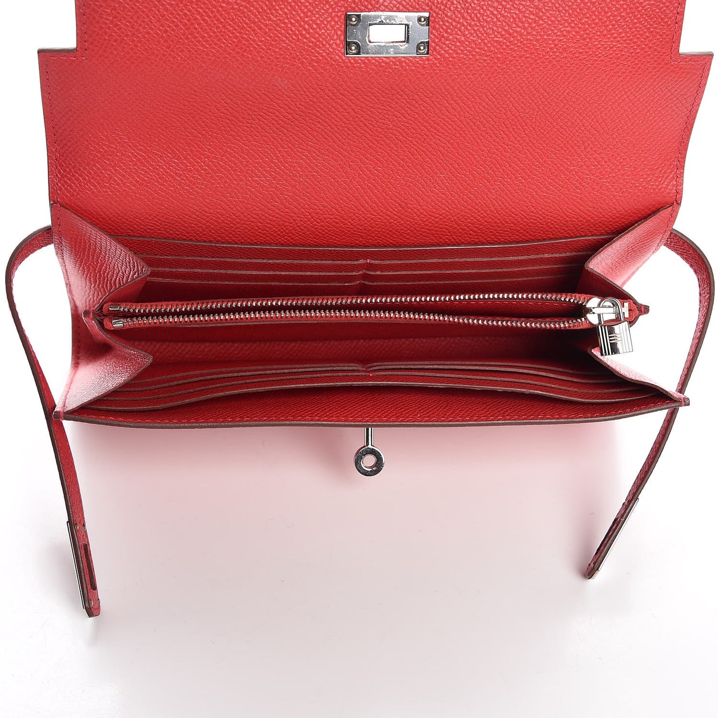 Epsom Kelly Longue Wallet Rouge Casaque