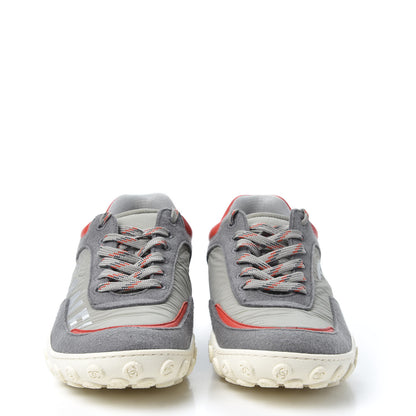 Chanel Nylon Calfskin Suede Mens CC Sneakers 41 Grey Orange 2 of 10