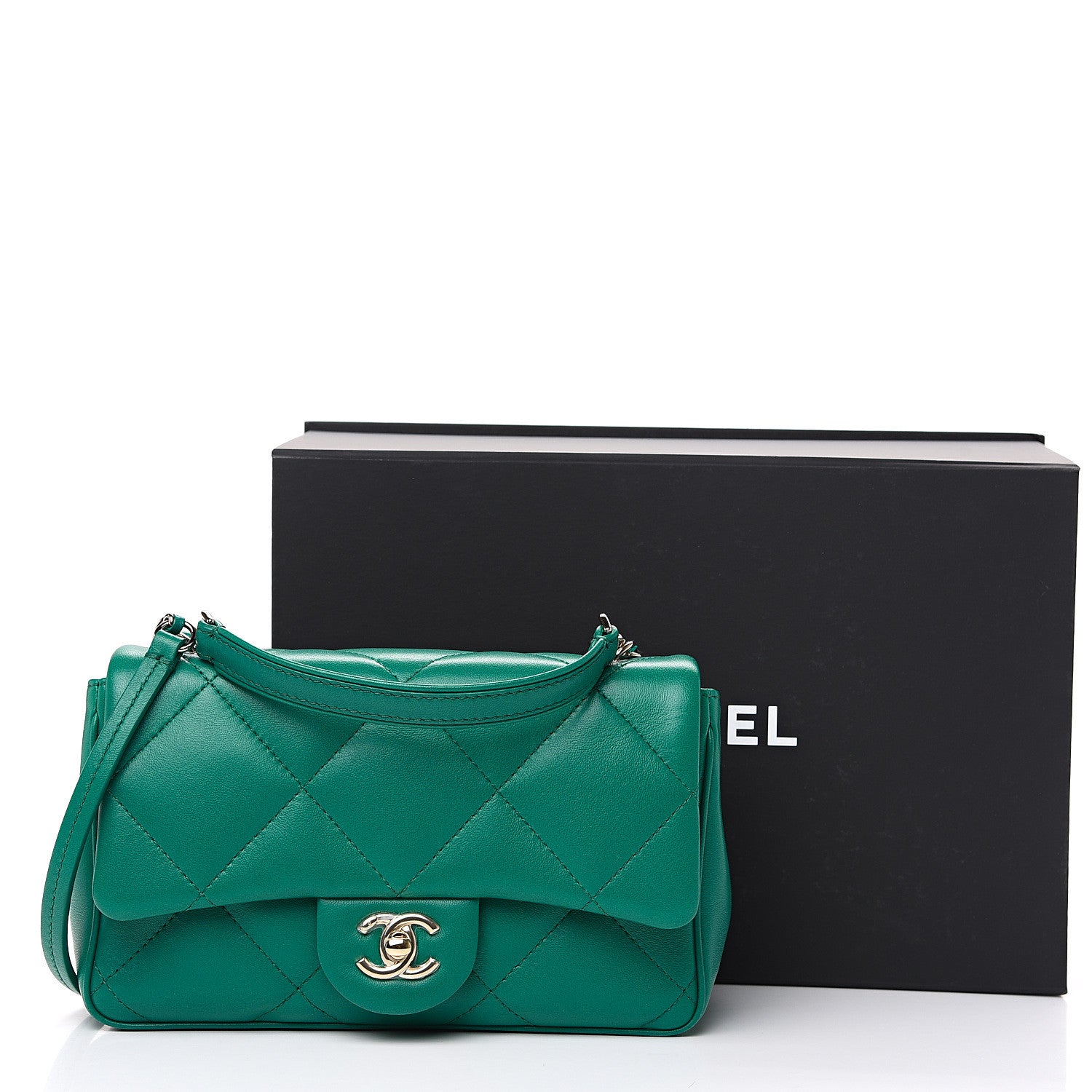 Chanel Lambskin Quilted CC Flap Bag Green 9 of 9