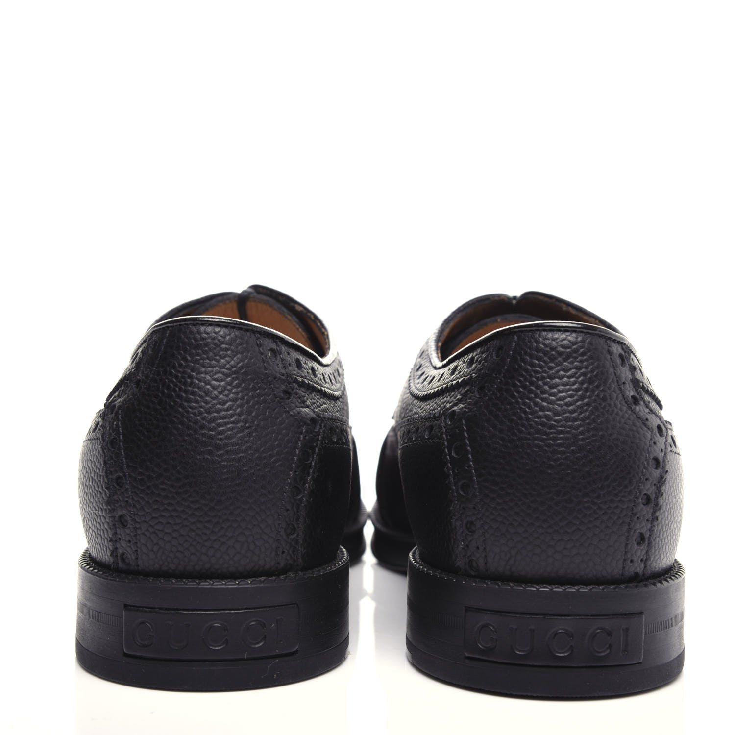 Gucci Calfskin Web Mens Queercore Brogue Derby Loafers 9 Black 7 of 11