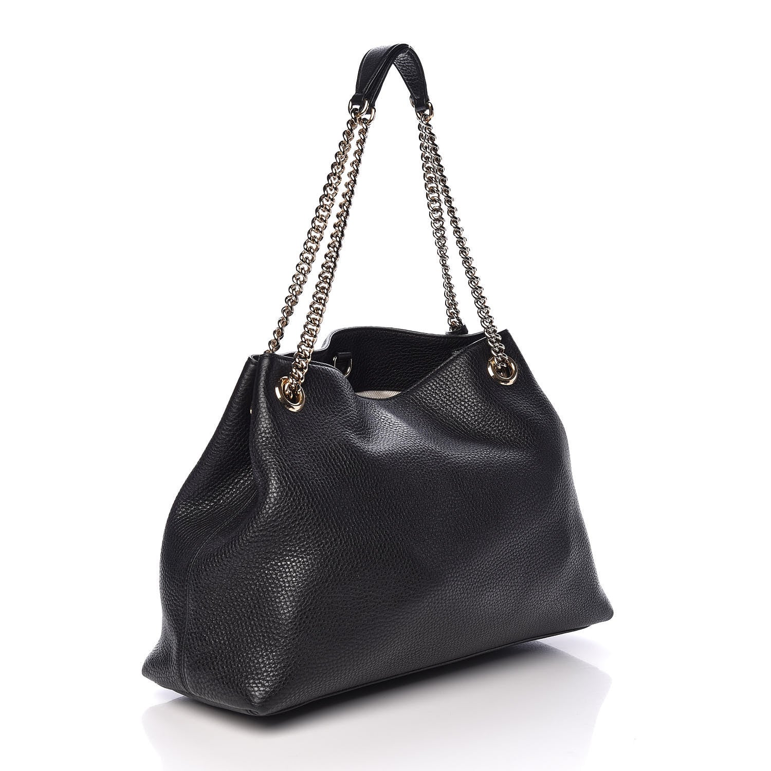 Gucci Pebbled Calfskin Medium Soho Chain Shoulder Bag Black 3 of 11