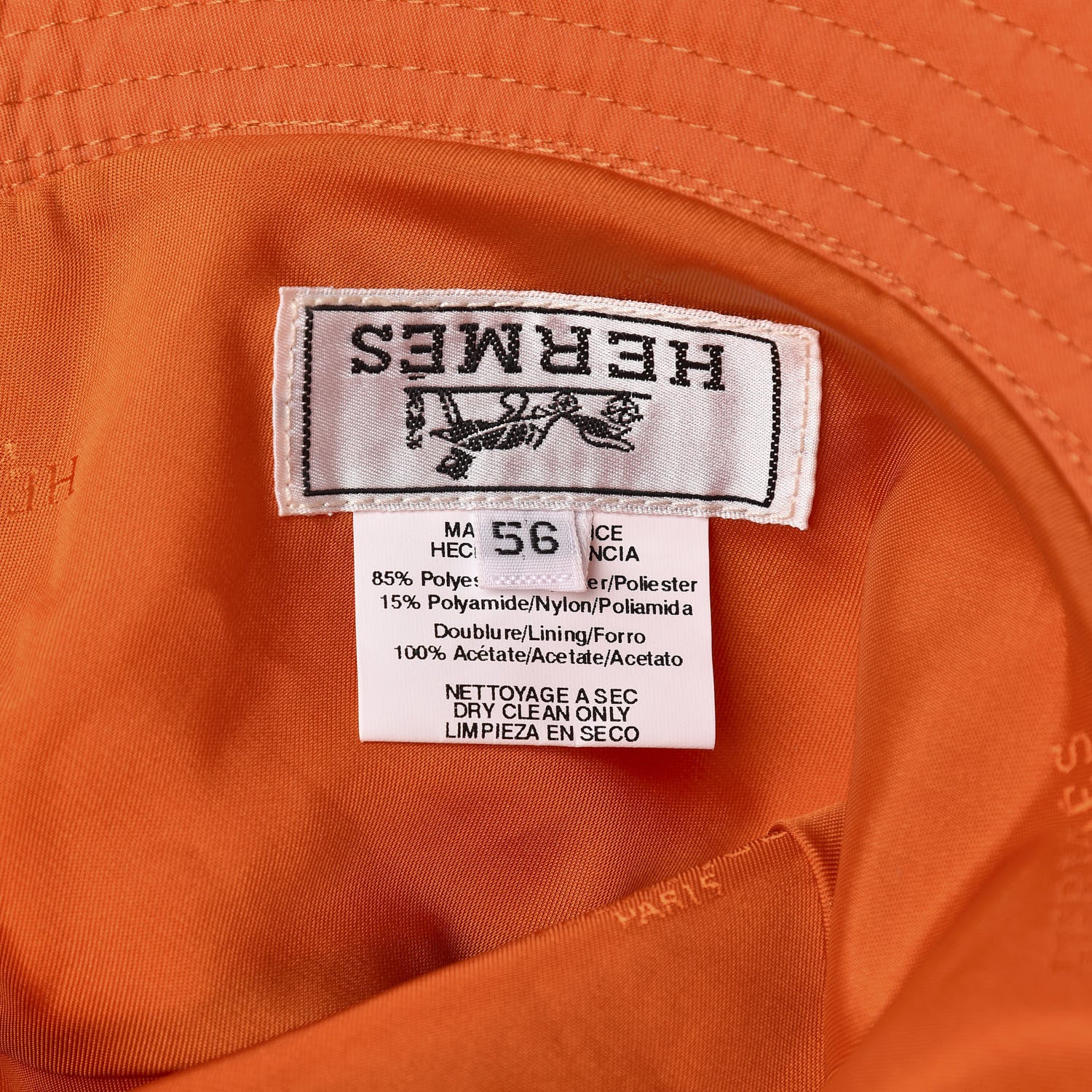 Hermes Polyester Nylon Bucket Hat 56 Orange 7 of 7