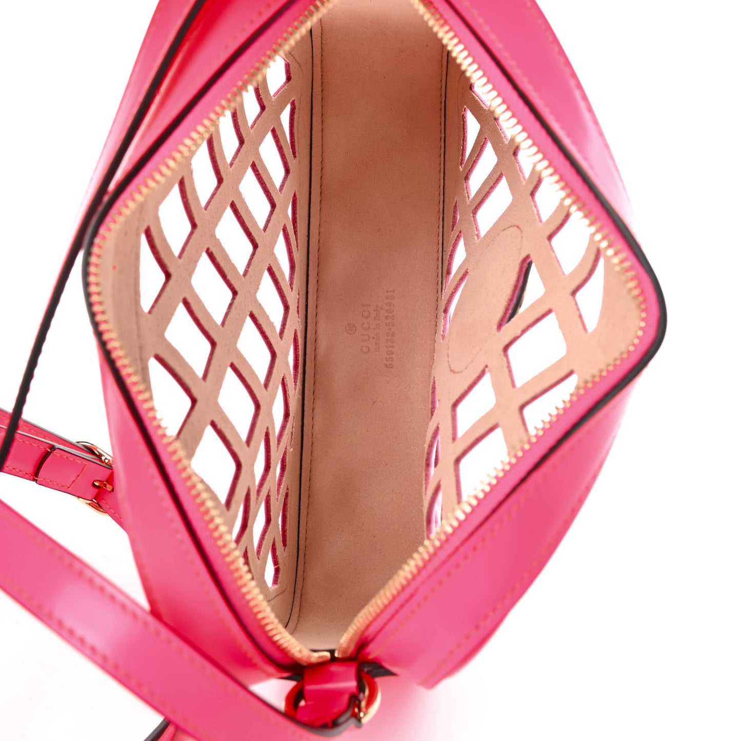 Canvas Calfskin Flora Infinity Cutout Shoulder Bag Fuchsia