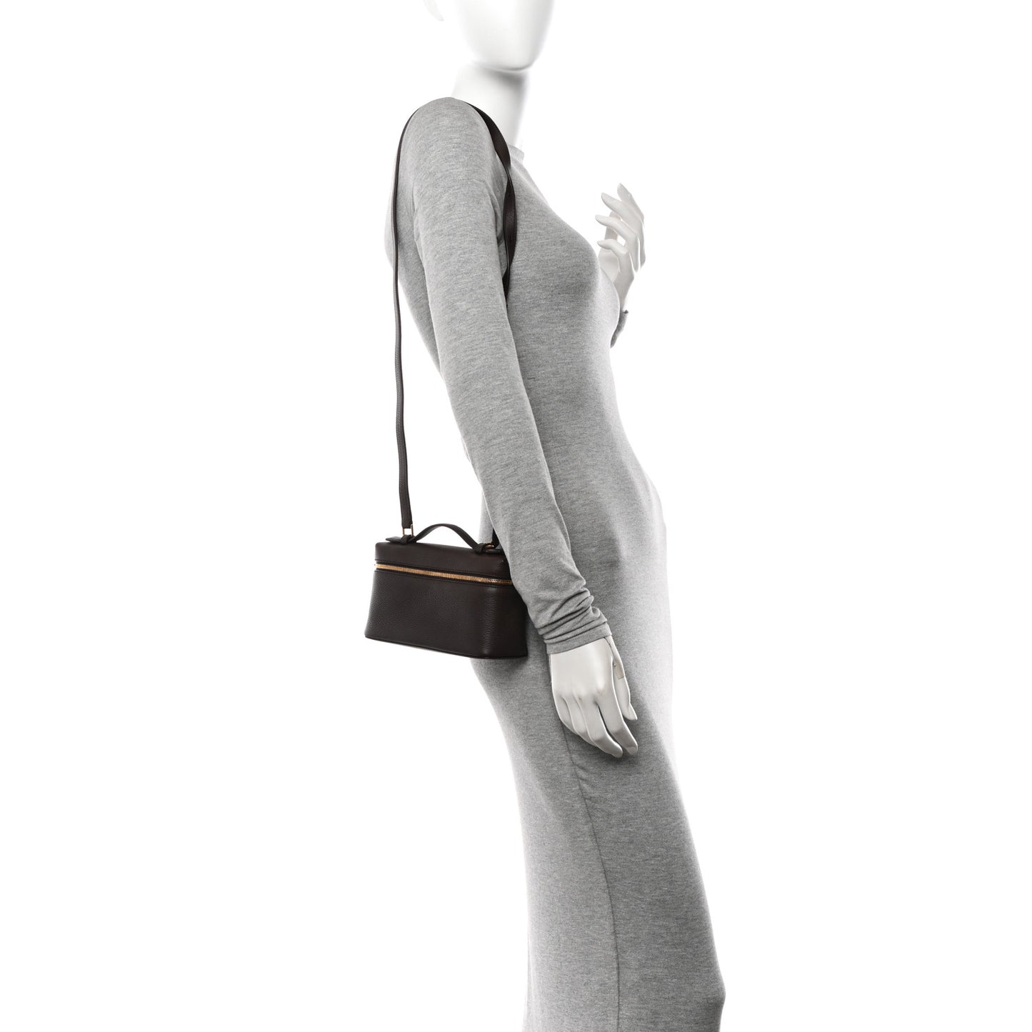Grained Calfskin L19 Extra Pocket Pouch Dark Chocolate Liquorice