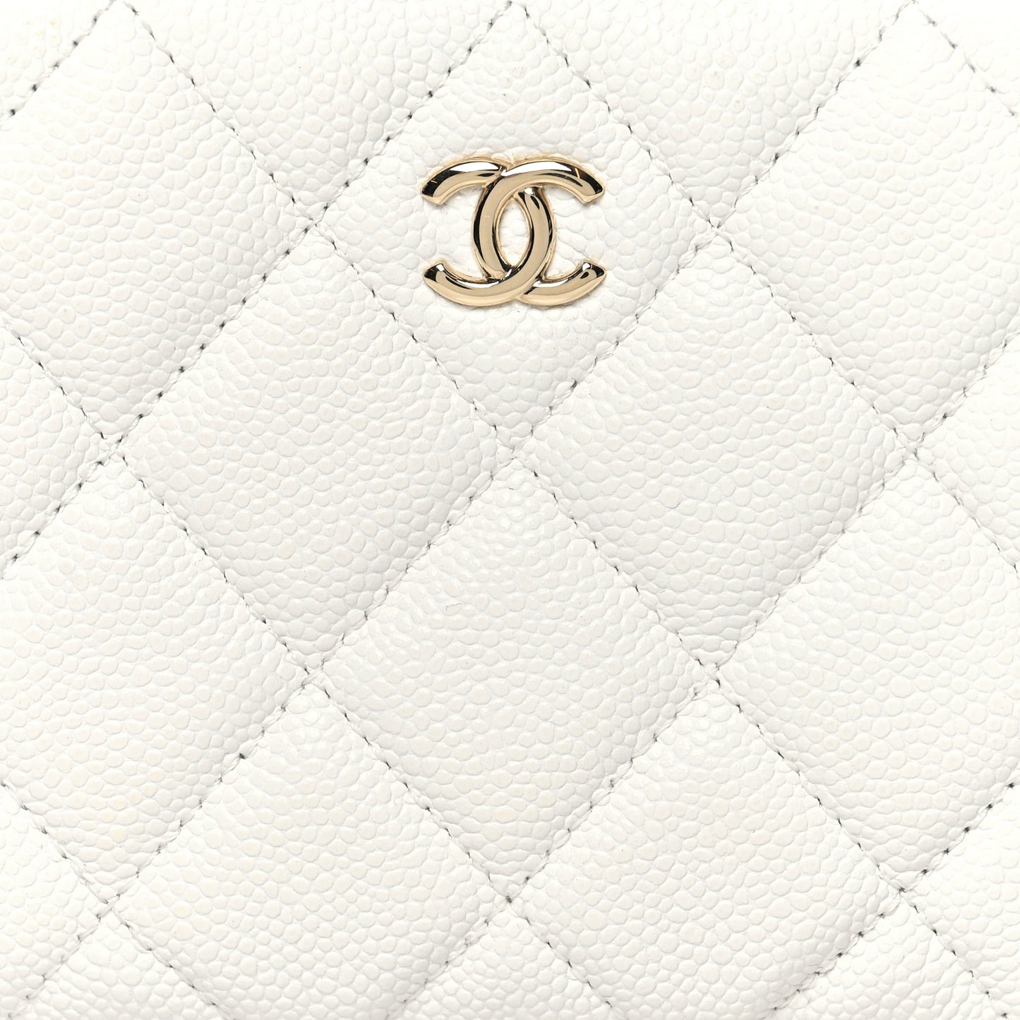 Caviar Quilted Small Pouch White