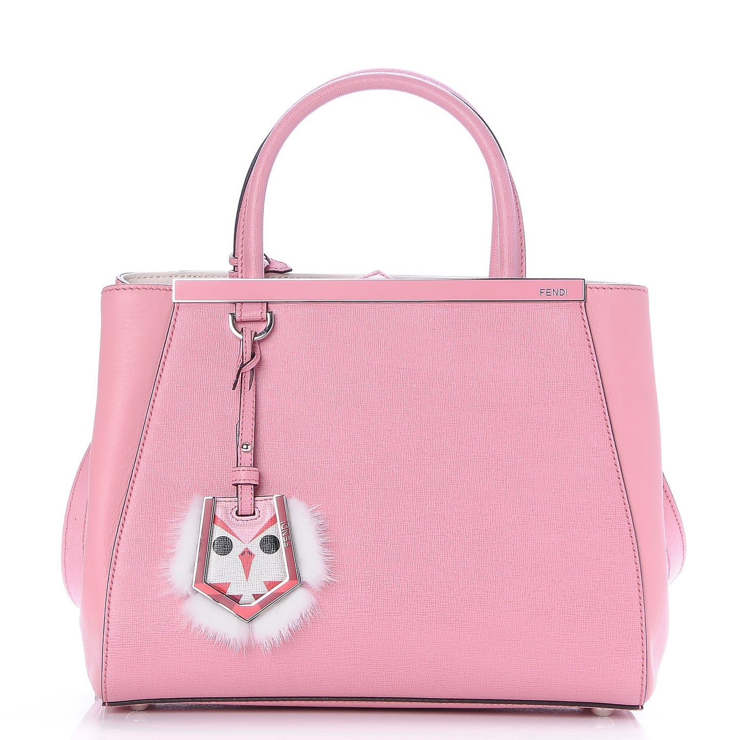 Vitello Elite Flamingo Mink Monster Charm Petite 2Jours Tote Pink Multicolor