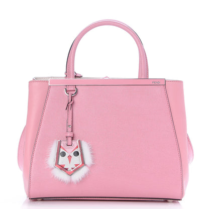 Fendi Vitello Elite Flamingo Mink Monster Charm Petite 2Jours Tote Pink Multicolor 1 of 8