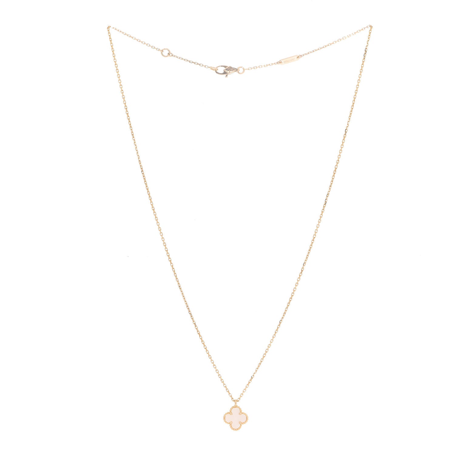 Van Cleef & Arpels 18K Yellow Gold Mother of Pearl Sweet Alhambra Pendant Necklace 3 of 8
