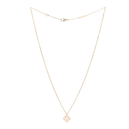Van Cleef & Arpels 18K Yellow Gold Mother of Pearl Sweet Alhambra Pendant Necklace 3 of 8