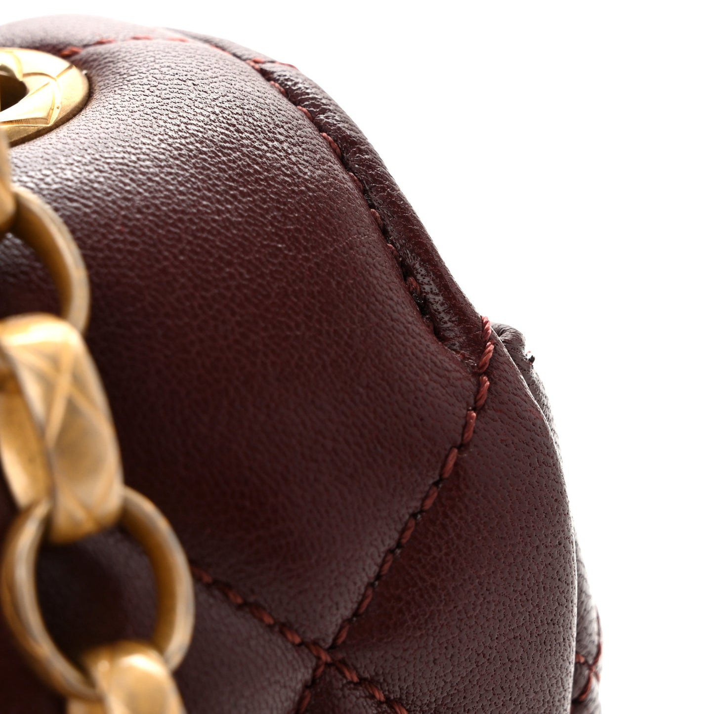 Lambskin Quilted Mini Logo Square Flap Burgundy