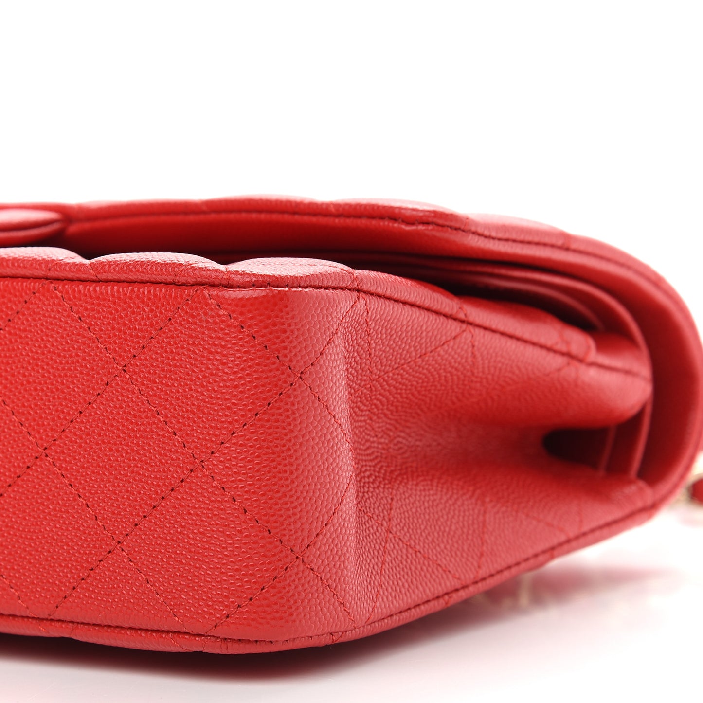 Caviar Quilted Medium Double Flap Red
