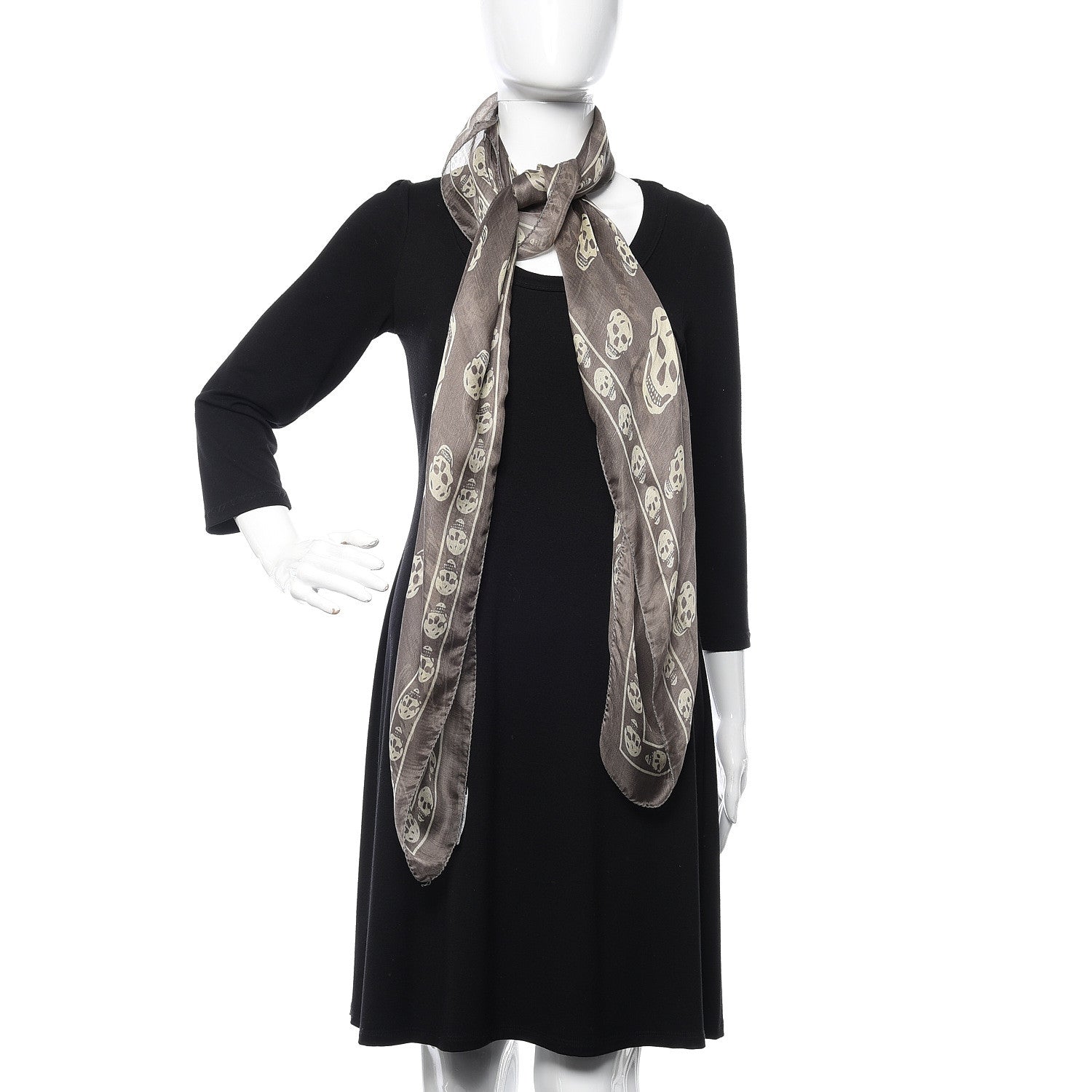 Alexander McQueen Silk Chiffon Skull Scarf Brown 2 of 6