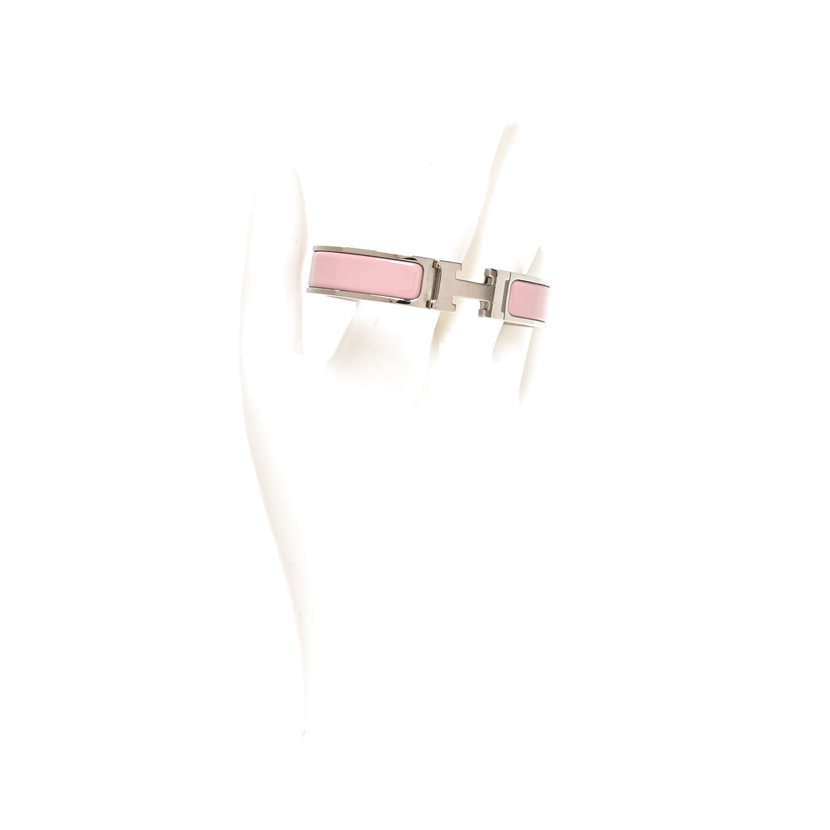 Hermes Enamel Narrow Clic Clac H Bracelet PM Rose Candeur 2 of 4