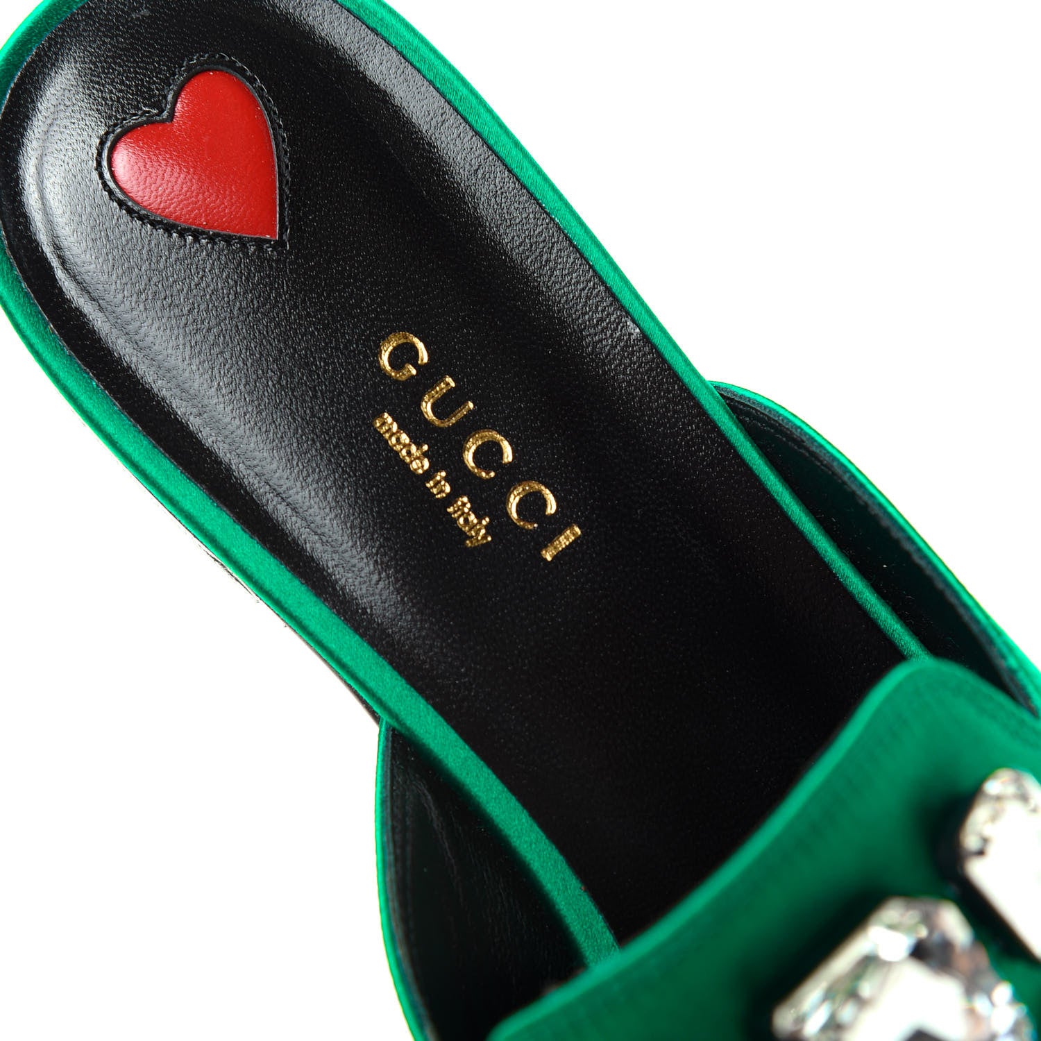 Gucci Satin Malaga Kid Horsebit Slide Sandals 39.5 Shamarock Emerald 8 of 11