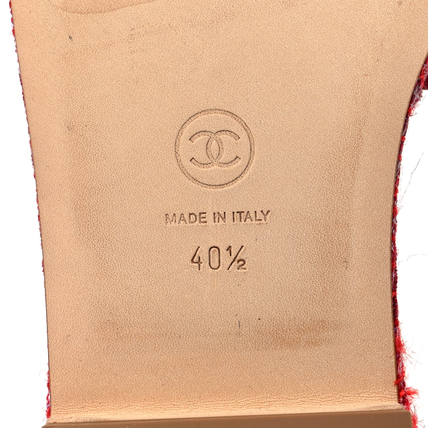 Chanel Tweed Lambskin CC Mules 40.5 Red White 8 of 11
