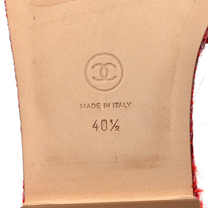 Chanel Tweed Lambskin CC Mules 40.5 Red White 8 of 11