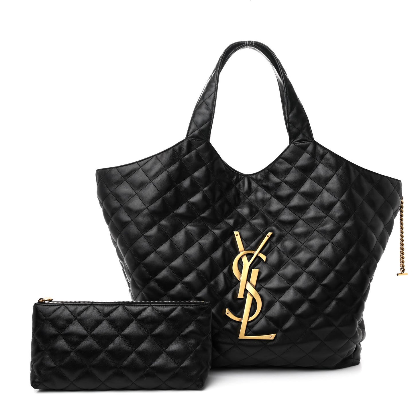 Lambskin Quilted Maxi Icare Shopping Tote Black