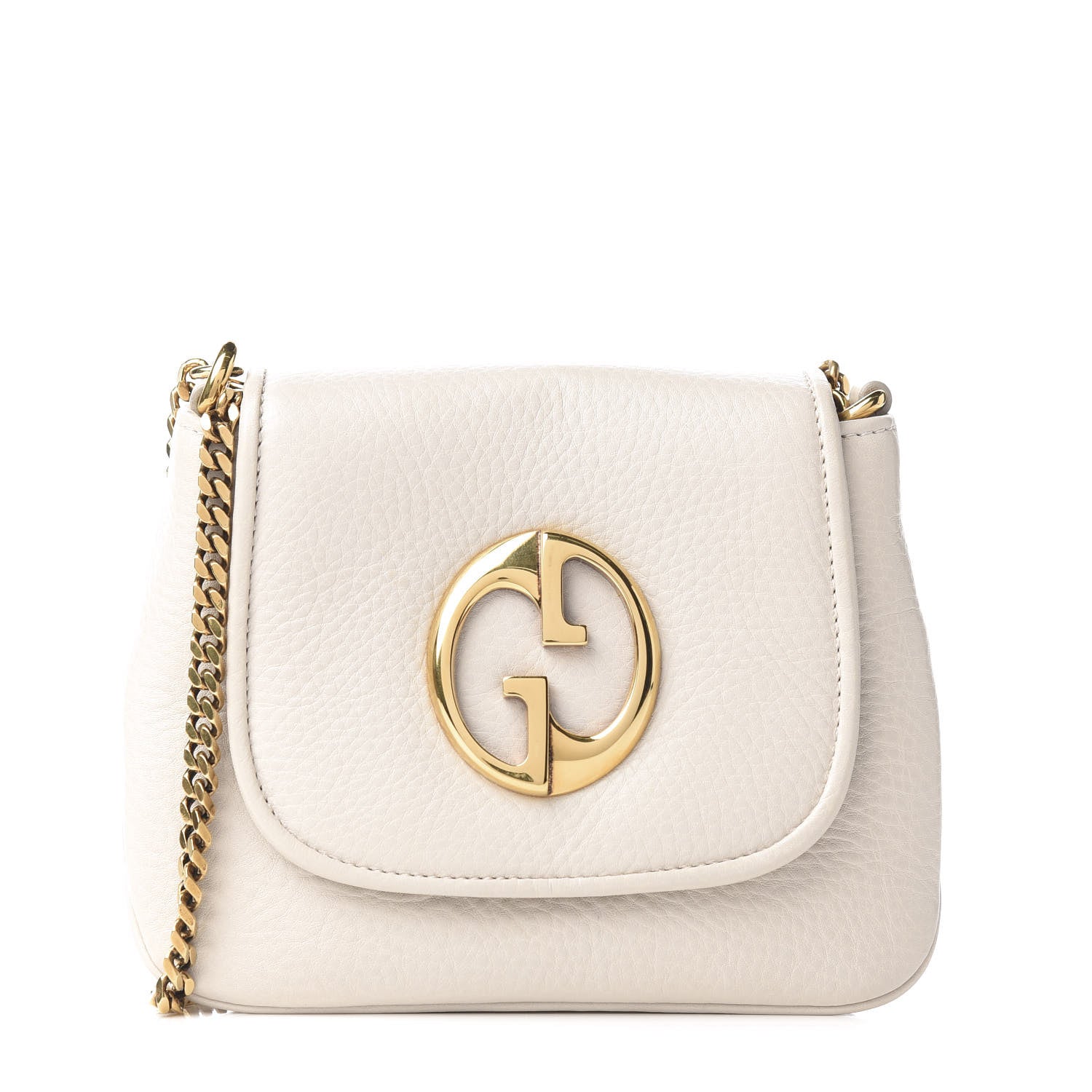 Gucci Pebbled Calfskin Small 1973 Chain Shoulder Bag Off White 1 of 10