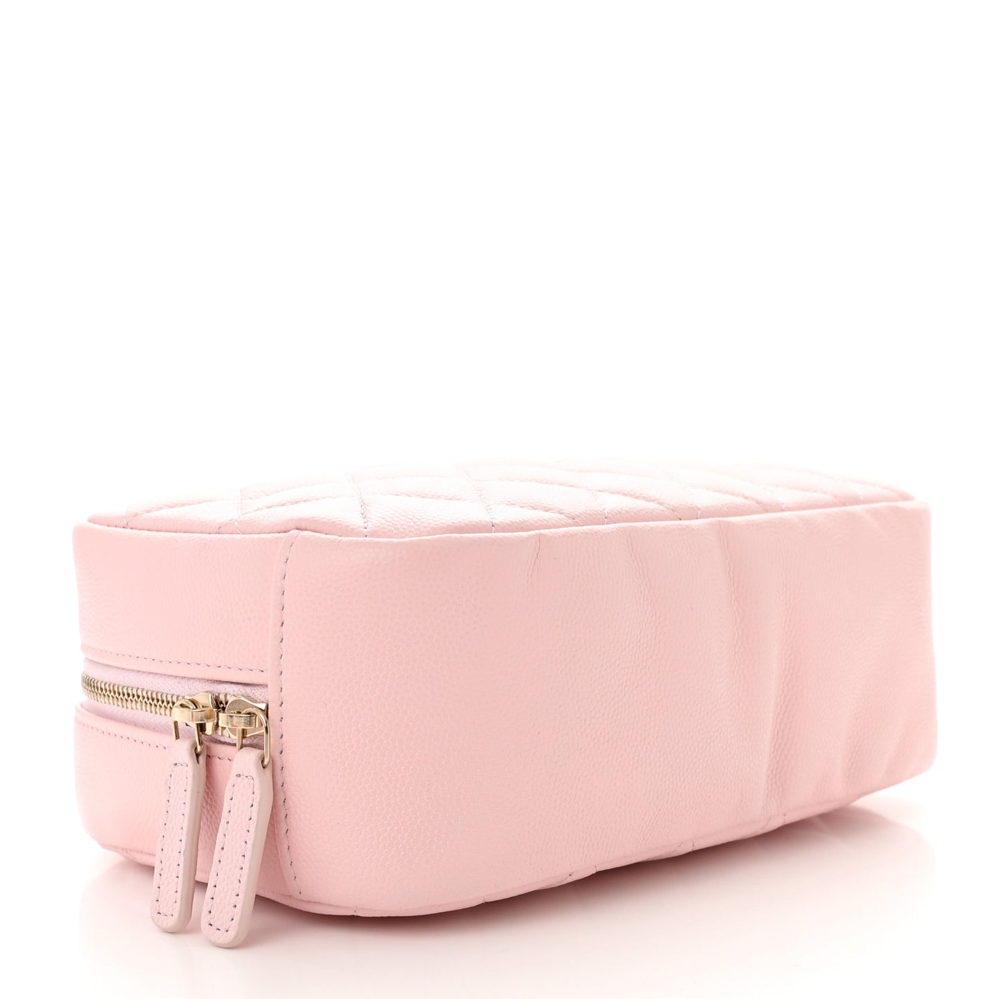Caviar Quilted Medium Curvy Pouch Cosmetic Case Light Pink
