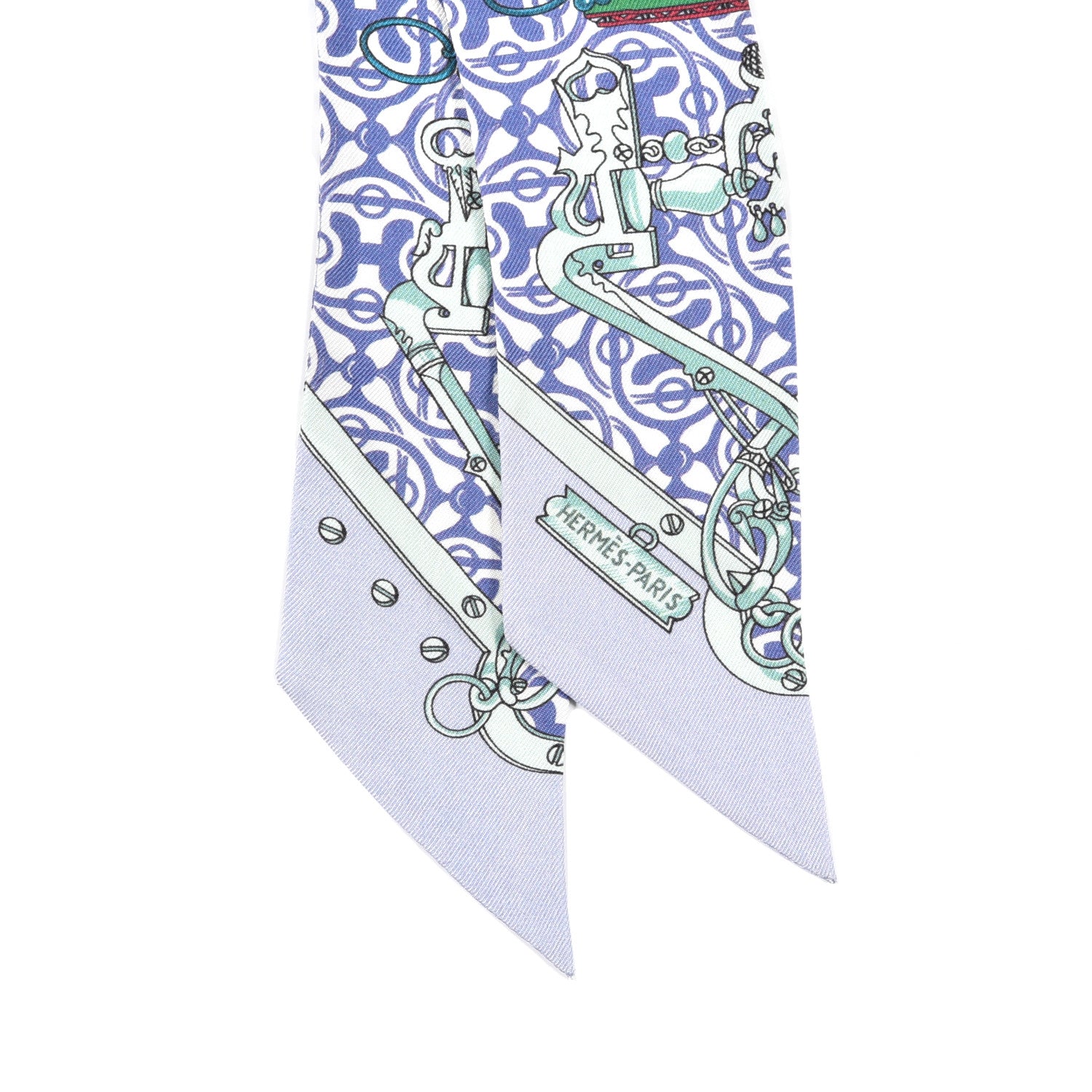 Hermes Silk Mors Et Gourmettes Remix Twilly Parme Vert Mauve 2 of 4