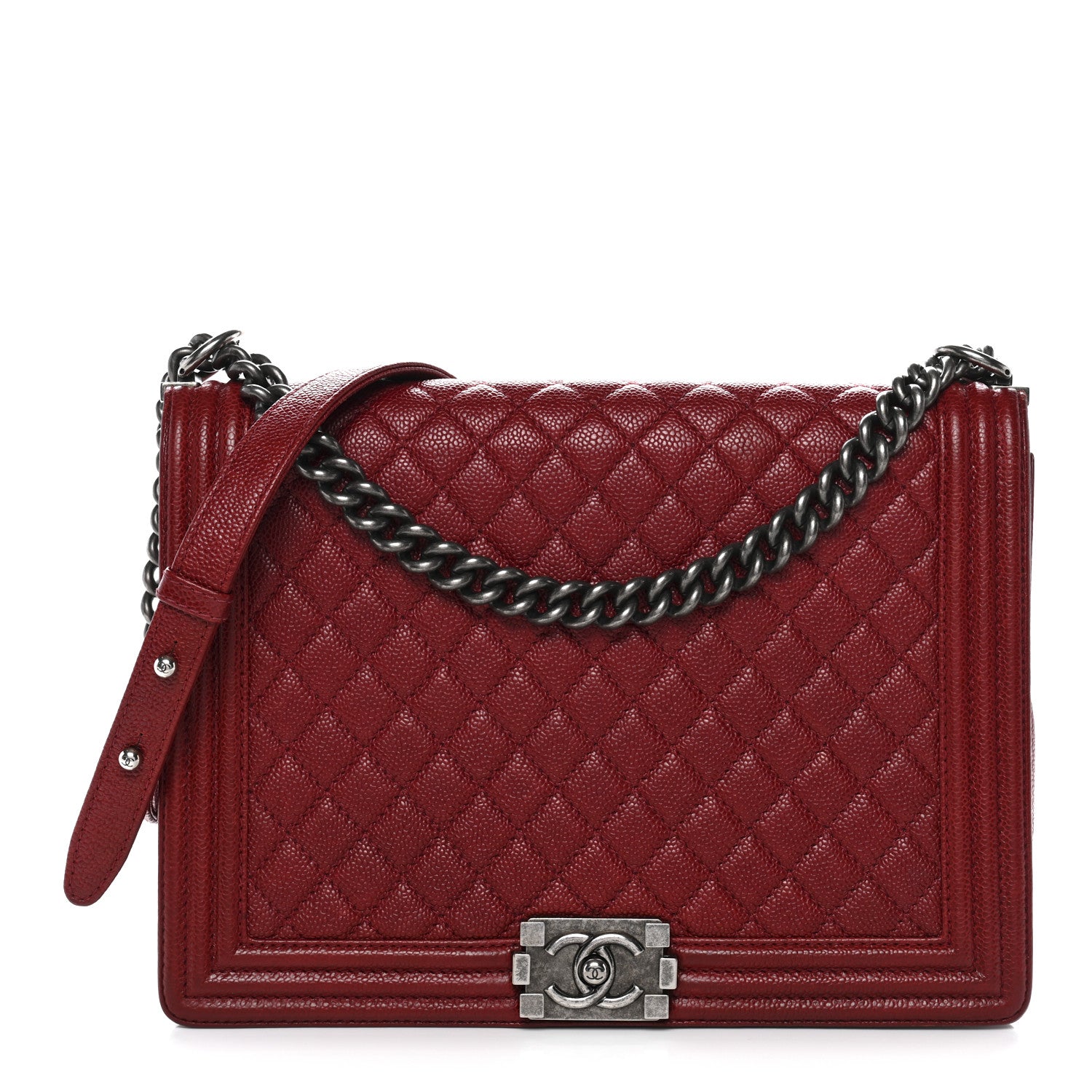 Chanel Caviar Quilted Large Boy Flap Dark Red 1 of 12