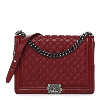 Chanel Caviar Quilted Large Boy Flap Dark Red 1 of 12