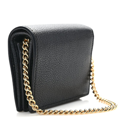 Gucci Grainy Calfskin Zumi Chain Card Case Wallet Black 3 of 7