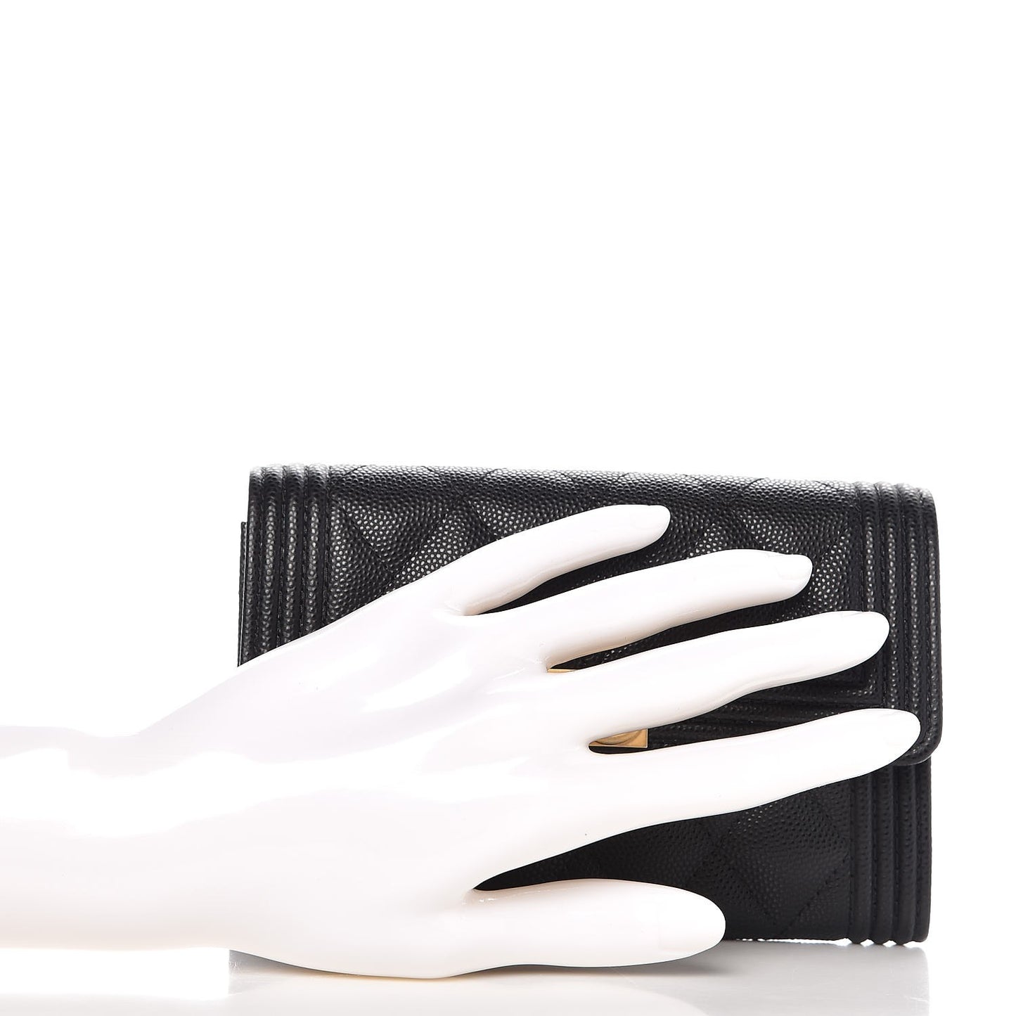 Caviar Quilted Medium Boy Flap Wallet Black