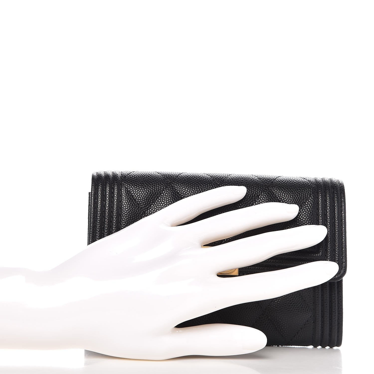 Chanel Caviar Quilted Medium Boy Flap Wallet Black 2 of 9