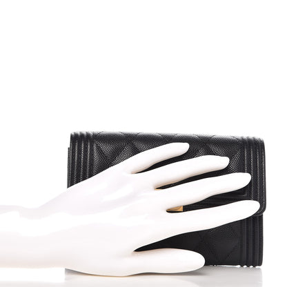 Chanel Caviar Quilted Medium Boy Flap Wallet Black 2 of 9