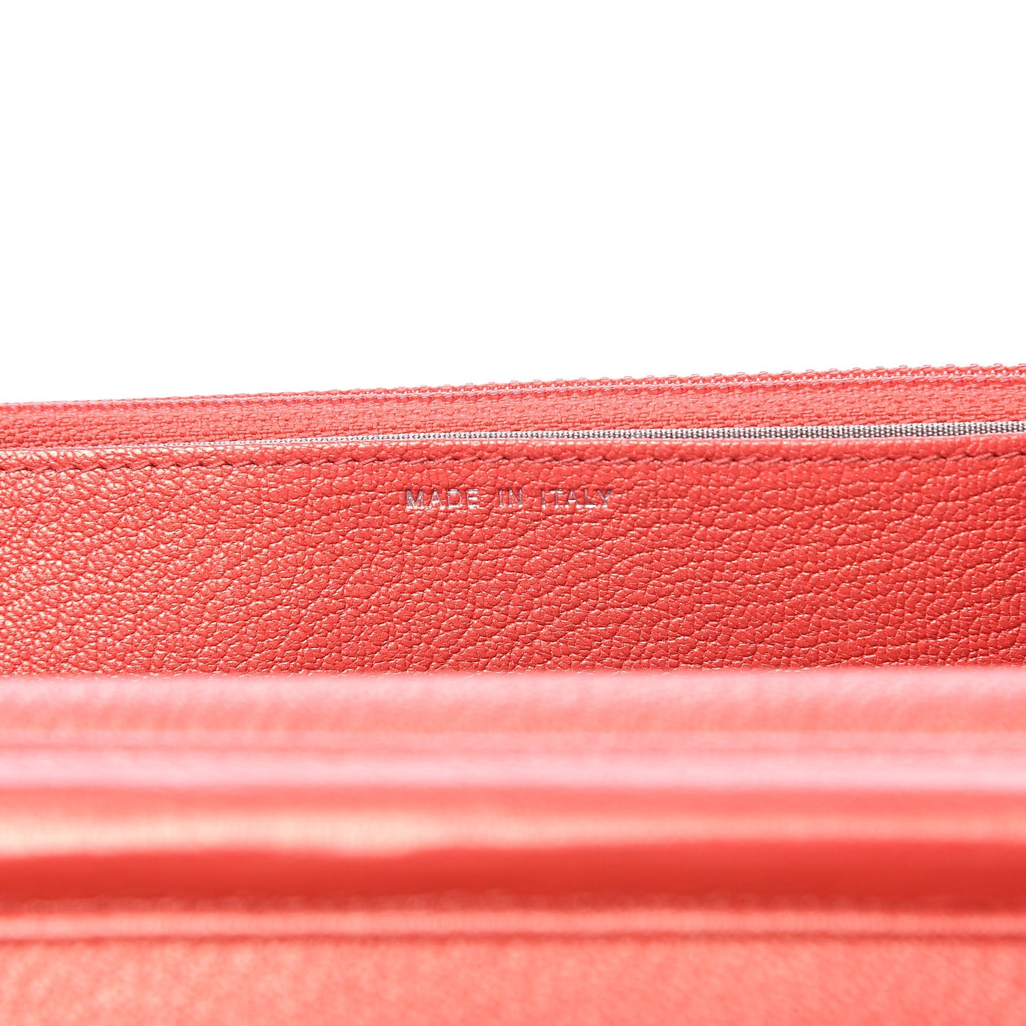 Metallic Goatskin Double Stitch Wallet On Chain WOC Orange