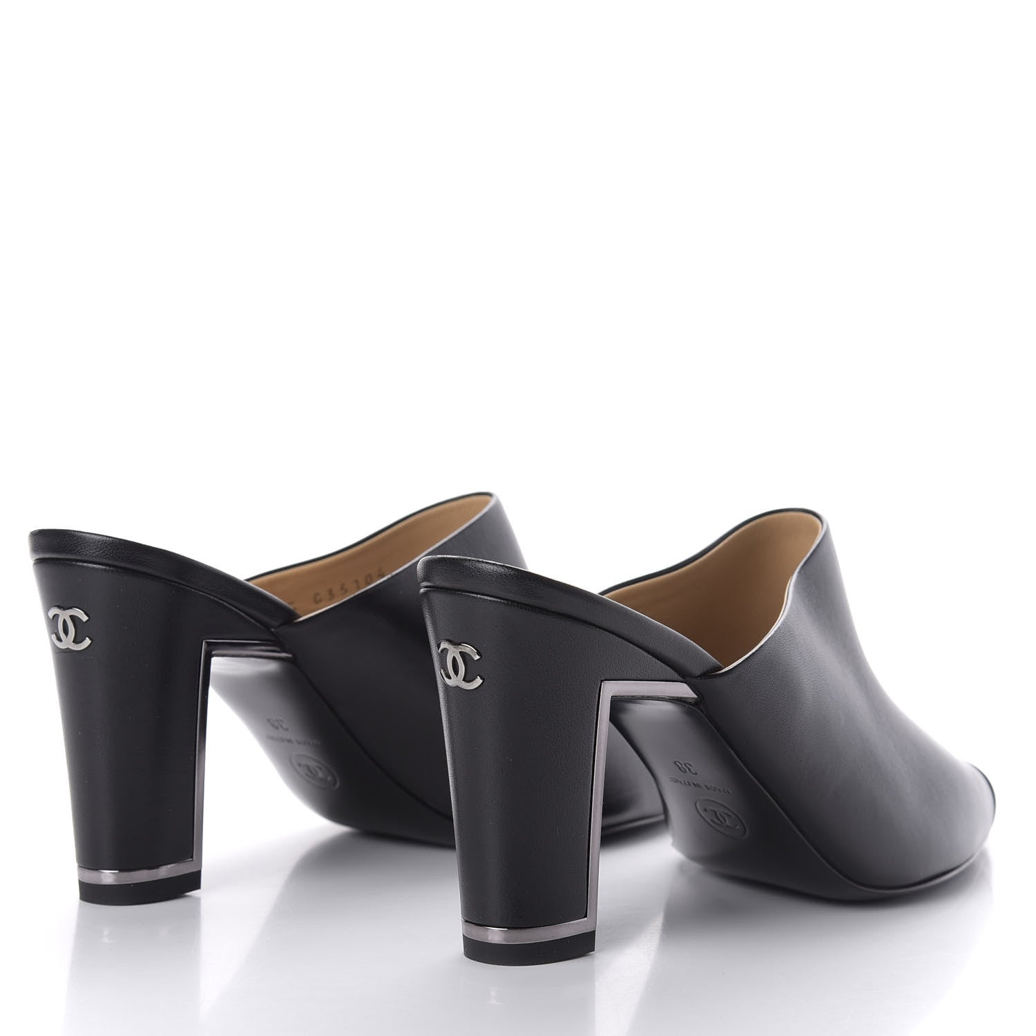 Chanel Lambskin Cap Toe Mules 38 Black 4 of 9