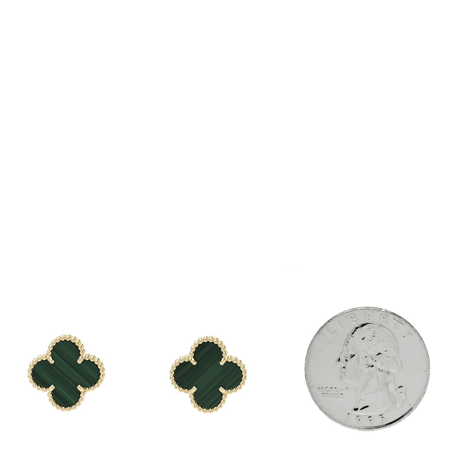 Van Cleef & Arpels 18K Yellow Gold Malachite Vintage Alhambra Earrings 2 of 4
