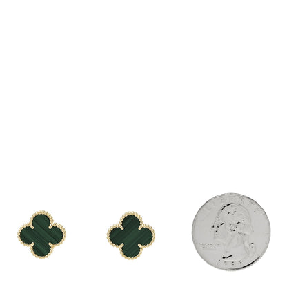 Van Cleef & Arpels 18K Yellow Gold Malachite Vintage Alhambra Earrings 2 of 4