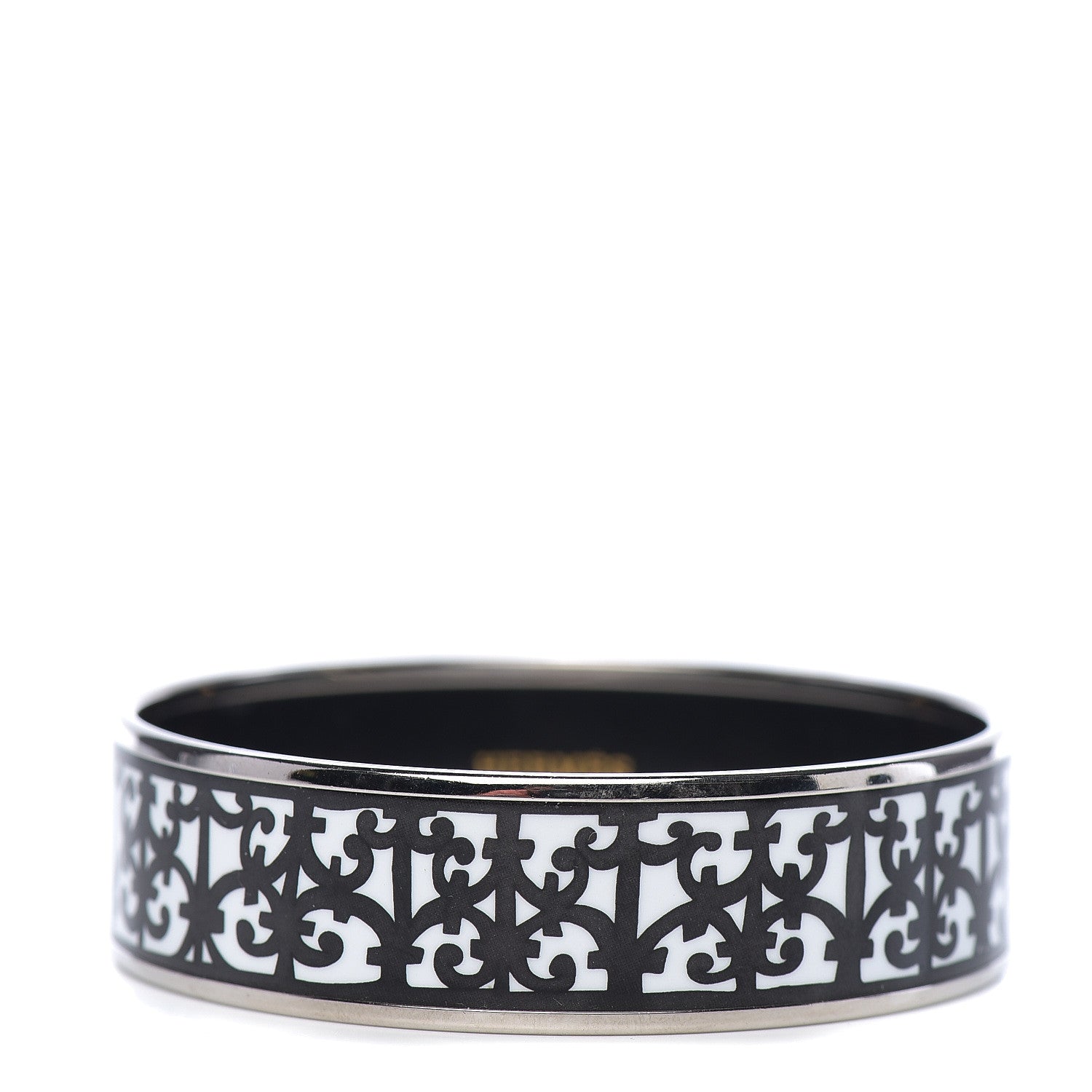 Hermes Enamel Printed Wide Balcons du Guadalquivir Bracelet 65 Black 1 of 4