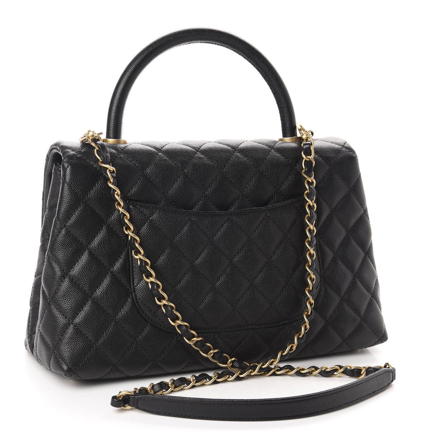 Caviar Quilted Small Coco Handle Flap Black