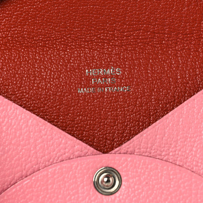 Hermes Chevre Chandra Verso Calvi Card Case Rose Confetti Brique 6 of 7