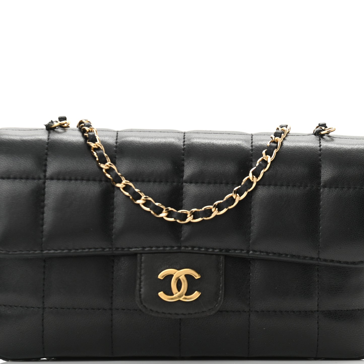 Lambskin Quilted Mini Chocolate Bar Flap Black